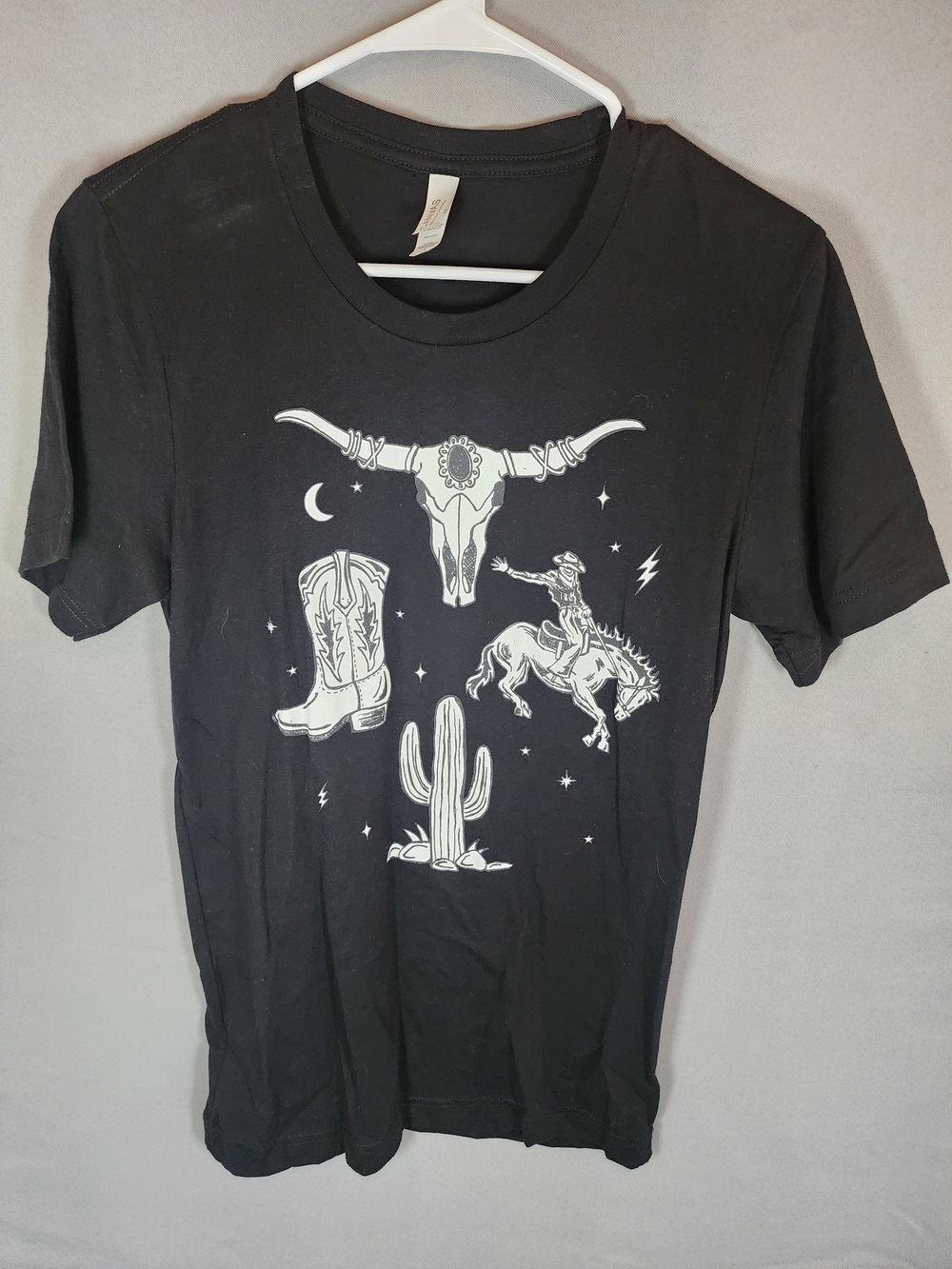 Bella Canvas Black Tee with White Label and Print